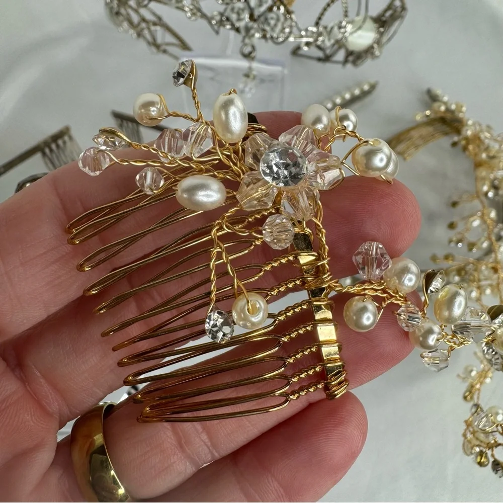 Elegant Gold and Silver Hair Accessories Set including Crowns fir the Princess
